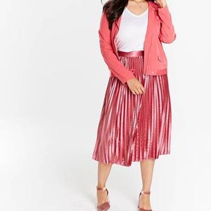 Pink Velour Pleated Skirt